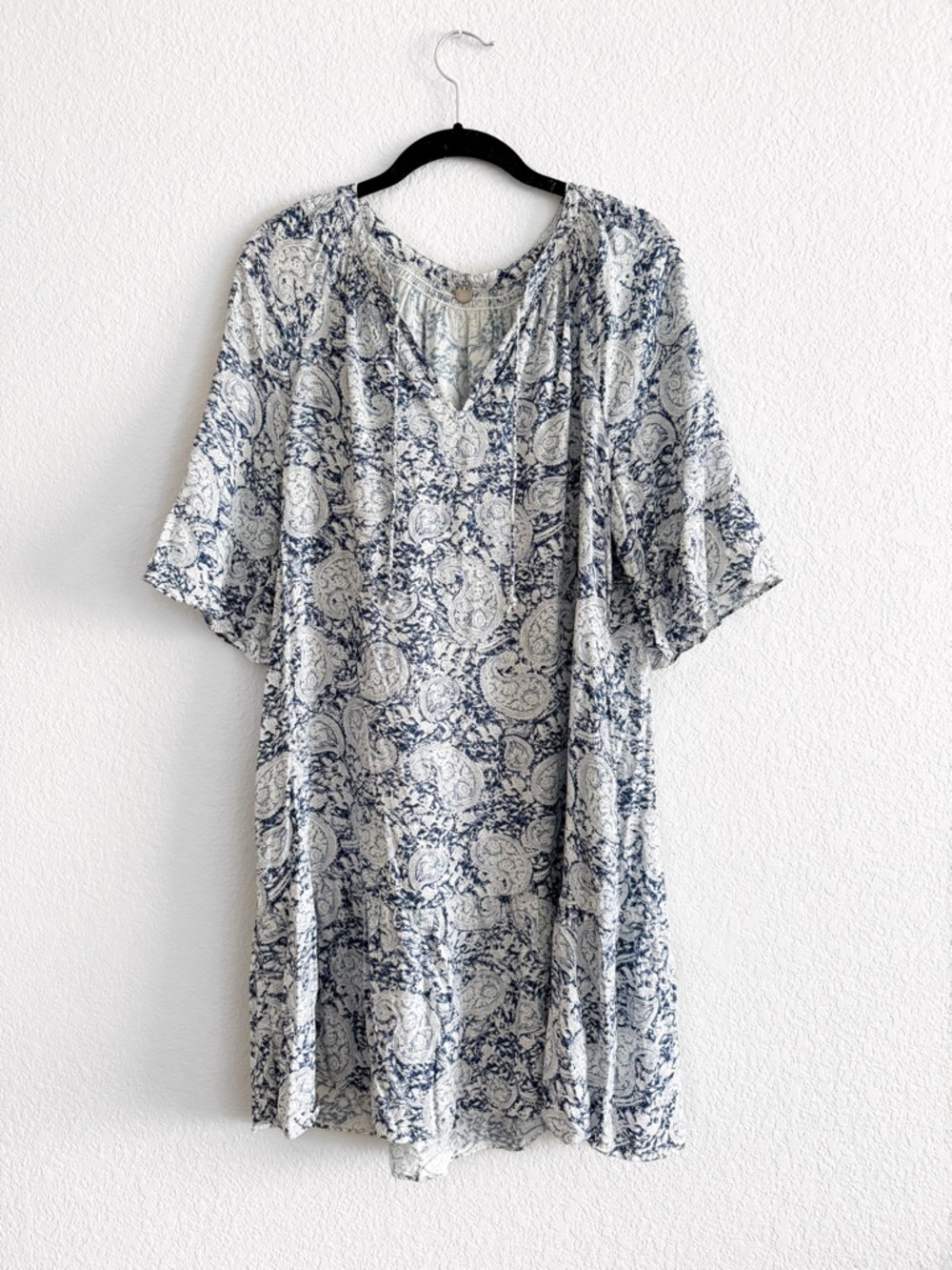 Margaret O’Leary Blue Lightweight Printed paisley Midi dress size M
